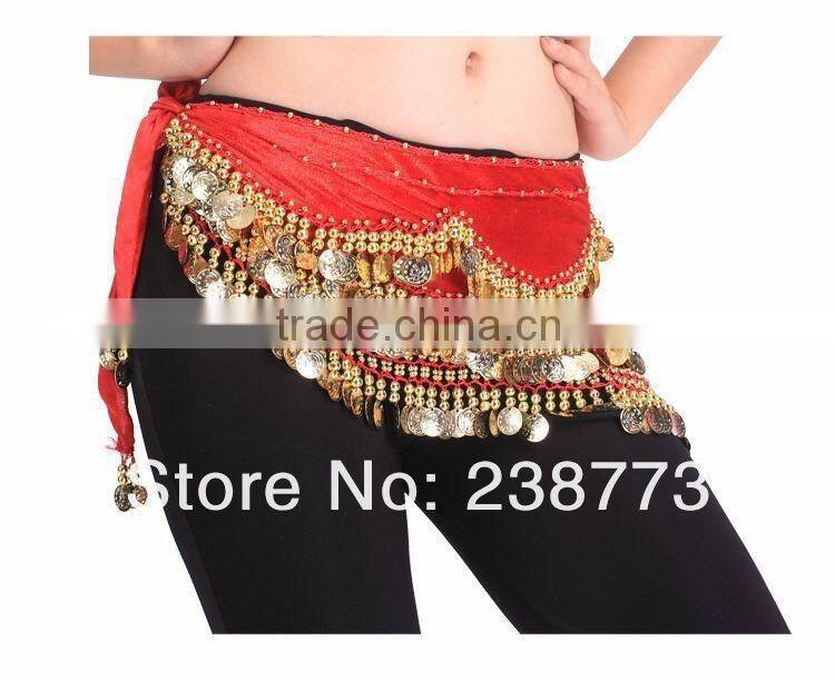 2016 New designs cheap belly dance sequin coin belts belly dancing costume hip scarf for women 13 colors available