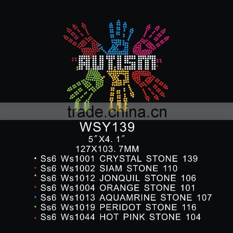 rhinestone iron on autism symbol