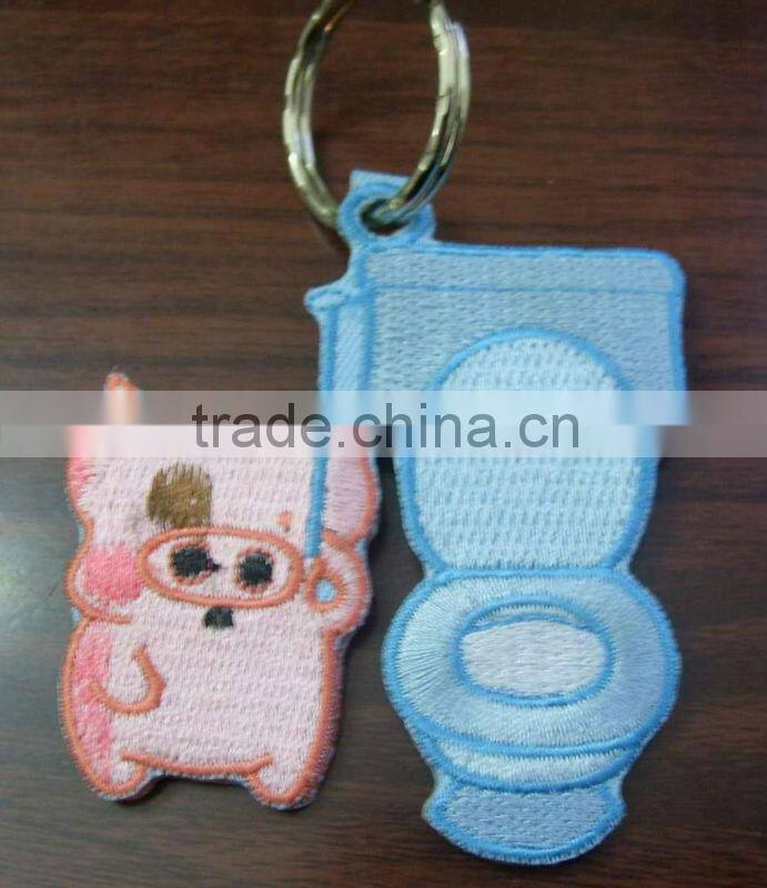 Double-sided embroidery patch / doraemon keychain embroidery badge / custom keychain emboridered patch
