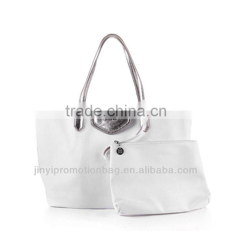 2013 white PVC shoulder bag with silver panel promotion shoulder bag