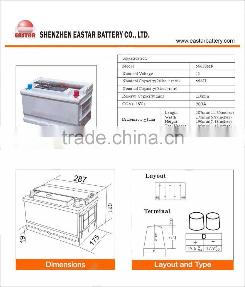 12 V MAINTENANCE FREE CAR BATTERY/ car battery