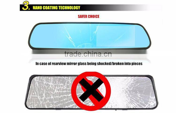 1080P Full HD 4.3 Inch Blue Screen Infrared Night Vision Dual Lens Visual Reversing Rearview Mirror Car DVR Camera Camcorder