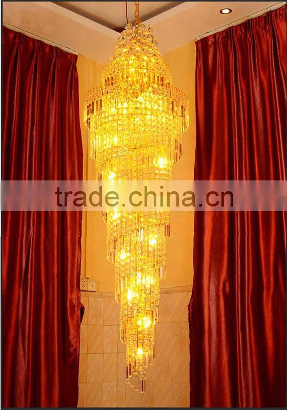 Cylinder shape crystal chandelier , long chandeliers for hotel lobby