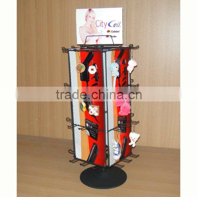four sides metal wire revolving counter display with factory price