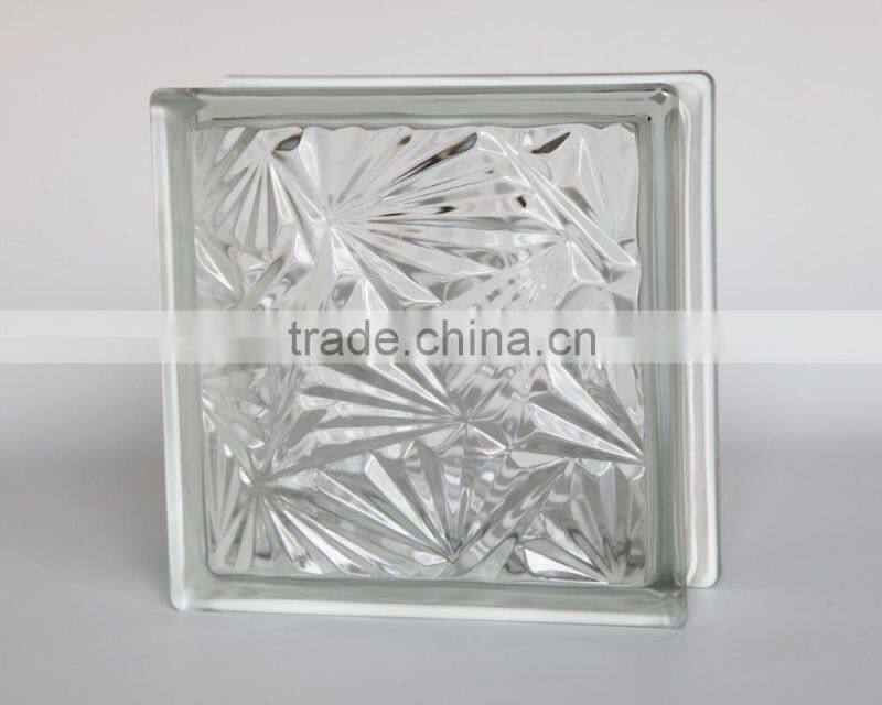 190*190*80mm decorative hollow green cloudy block glass /colored block glass with best price