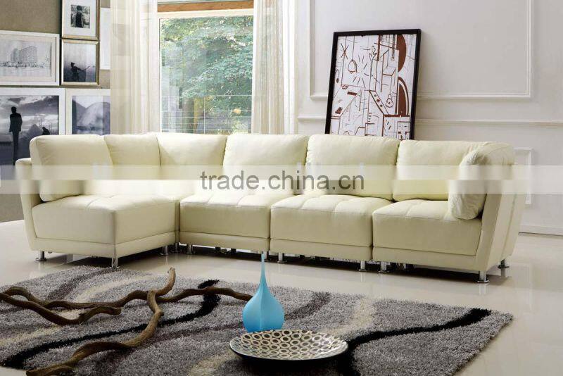 Dhouse livingroom furniture white leather sectional sofa 8030