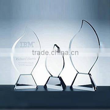 wholesale clear blank water drop shape crystal awards with crystal plate
