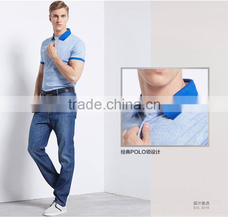 Linen Cotton Custom Fit Contrast Collar Men's Polo shirts