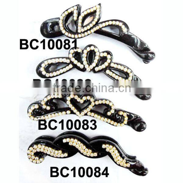 assorted fashion clear rhinestone plastic hair clips in stock