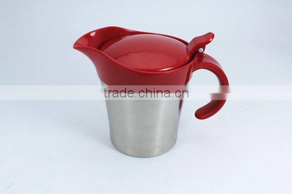Stainless Steel Double Wall Gravy Boat With Spout & Lid