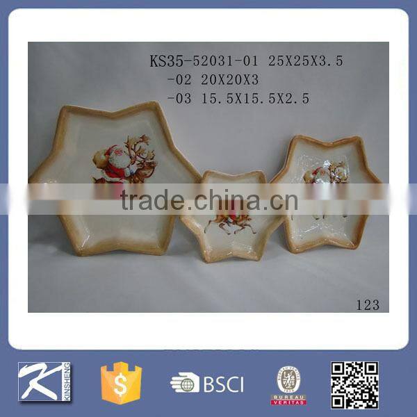 Funny ceramic plate christmas decoration for sale