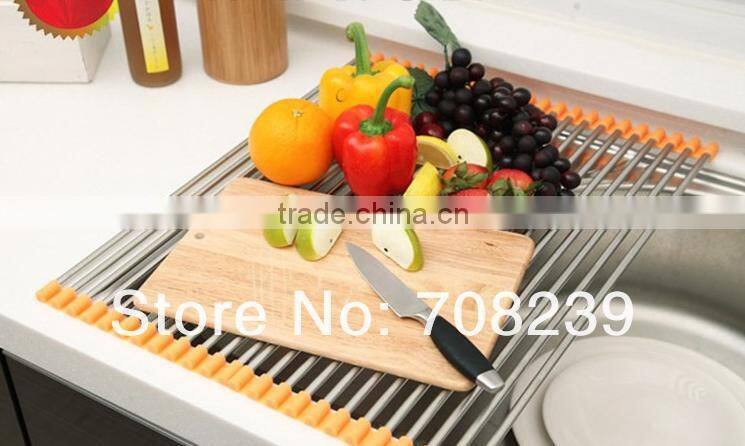 Foldable Stainless Steel Dish Drainer Drying Rack for Kitchen