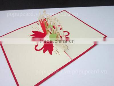 Vase flower (apricot blossom) greeting pop up card