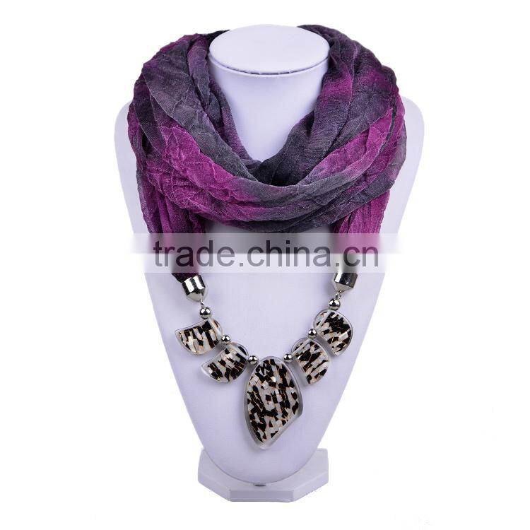 2016 New Trendy Cozy Noble Thin Silk Floss String 5 Flake Pattern Beads Scarf Women (SC150184)