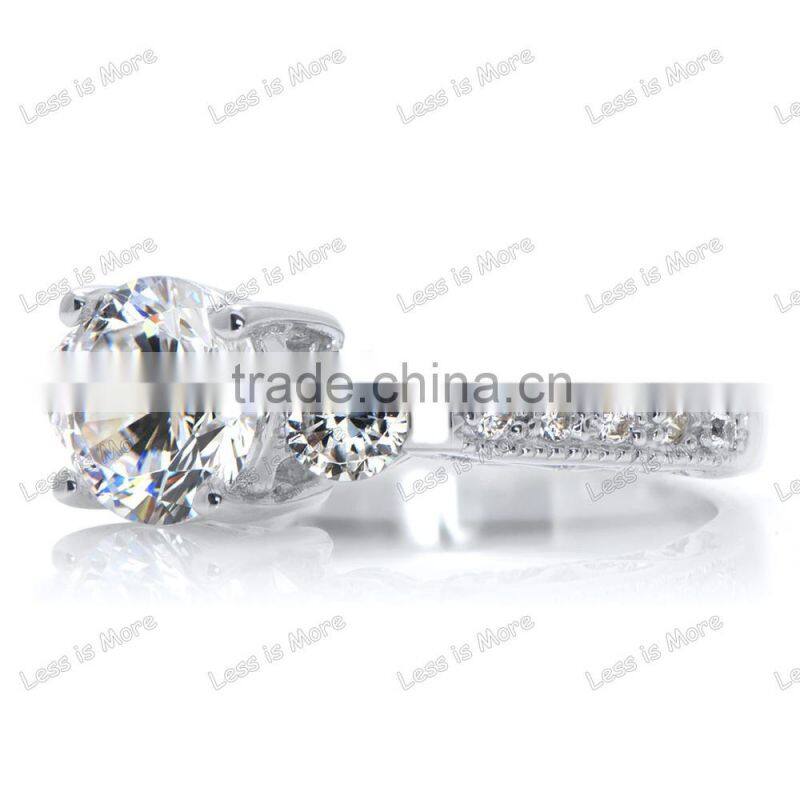 new 925 silver cz three stone ring ,engagement ring set