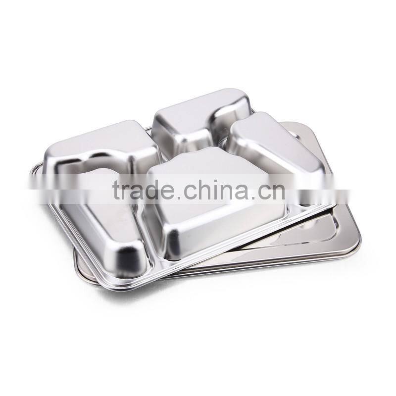 5 butterfly-shaped compartment of stainless steel serving fast food tray