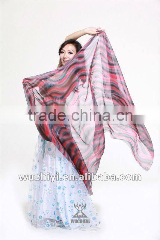 Wuchieal Silk Belly Dance Veil in Gradation Colors, Dance Accessory in Belly Dance Performance