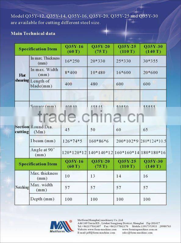 combined punching and shearing machine,punching cutting motching Hydraulic Iron Worker,steel ironworker