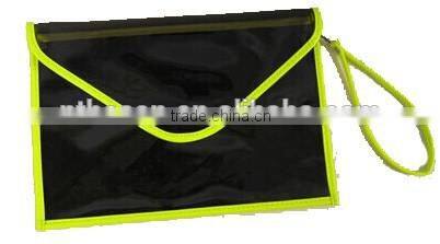2016 new and fashin black color PVC envelope bag for girls with handle for girls
