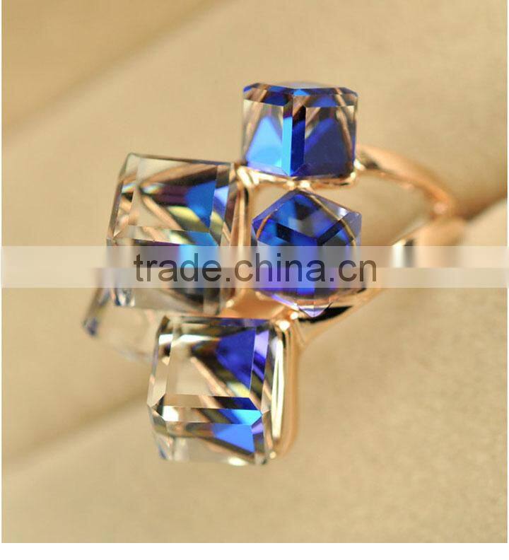 Korean Magic Cubic Zircon Exaggerated Gold Plated Luxury Ring Jewelry For Lady