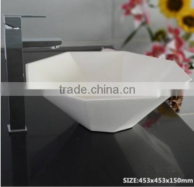 Factory direct export Solid Surface bathroom Wash Basin , Stone Resin Wash Basin, wall hung wash basin