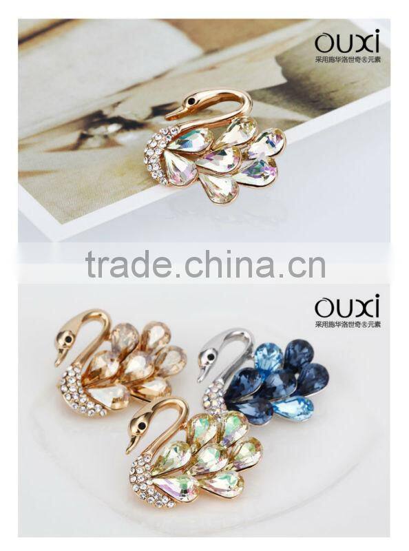 OUXI new launch fashionable jewelry lady rhinestone swan brooches 60088