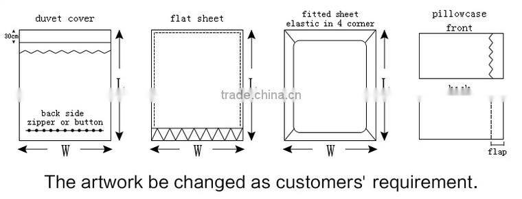 Bedding sets 100% cotton bedspread pillow case sheet cheap