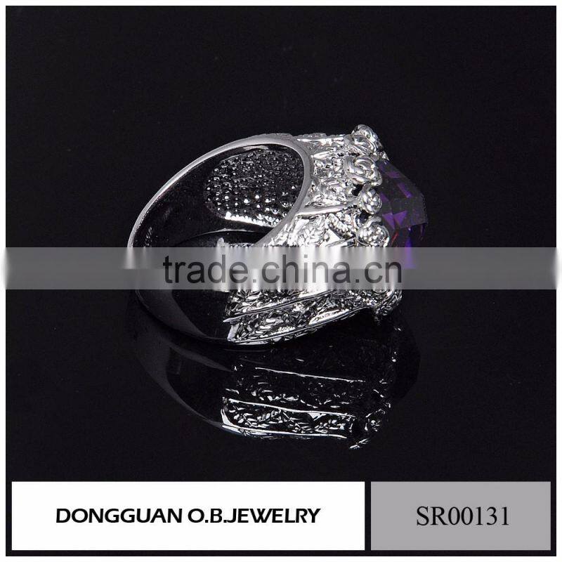 New Products Stainless Steel Ring /925 Silver Ring With Purple Stone Wholesale