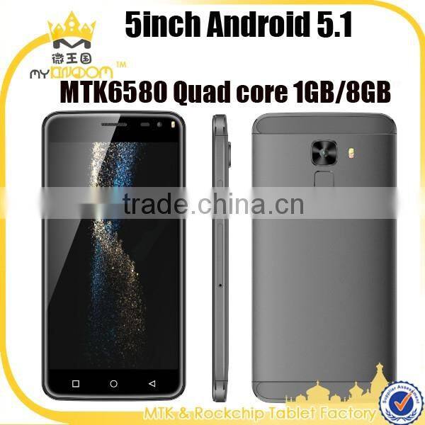 5inch Android 5.1 MTK6580 Quad core mobile phone Fingerprint unlock