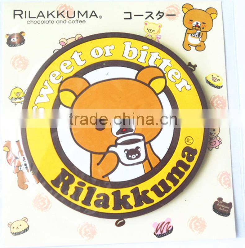 Cartoon Character Soft Rubber Roller Custom Coaster Promotional PVC Soft Textile Cup mat