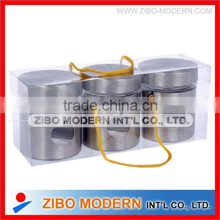 high quality glass canister set with metal coating
