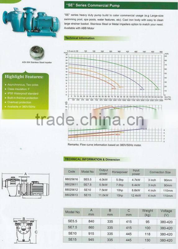 Factory pool water circulating pump