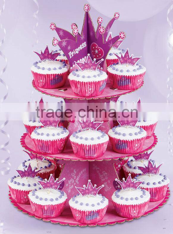 3 tier cardboard PRINCESS CUPCAKE STAND Cinderella Snow White Cake Cupcake Tree Stand Party Birthday Decoration