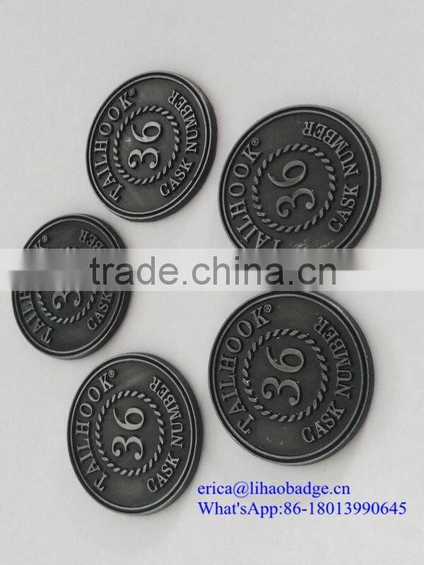 Wholesale cheap custom zinc alloy label wine bottle label logo label metal