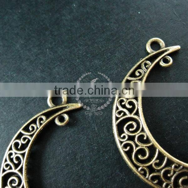 36x32mm vintage style antiqued bronze moon connector DIY pendant charm supplies findings 1810417