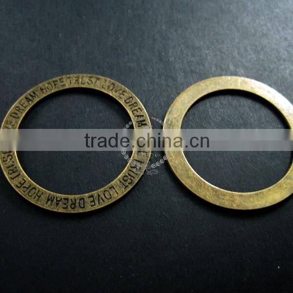 35mm vintage style bronze plated alloy round circle hope trust love dream engraved pendant charm DIY supplies 1810203