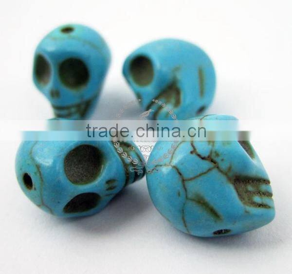 18MM blue TURQUOISE skull stone beads,skull loose beads,skull beads strand 3030002