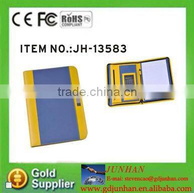 2015 promotional brand pu leather mini notepad with pen and calculator