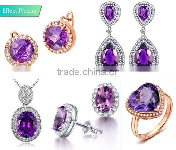 18K Yellow Gold Cubic Zirconia rings, 8*10mm Oval cut L-Purple Loose CZ stones Price