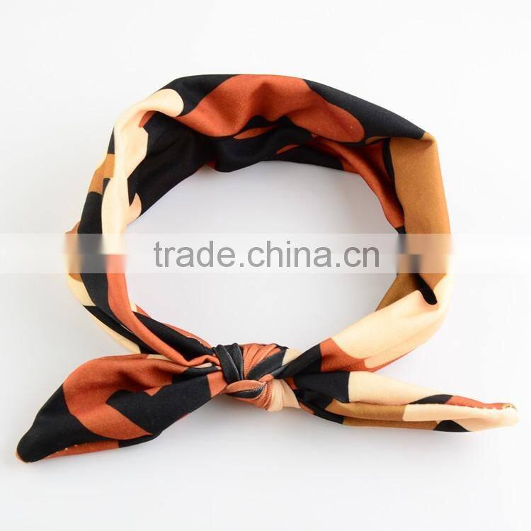 Whlesale Elegant Vintage Camo Fabric Hair Accessories For Baby Girl Dress Hair Band Bunny Ear Baby Bowknot