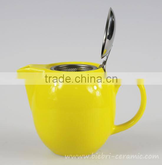 350ml Elegant Yellow Color Glazed Mini Chinese Ceramic Teapot With Stainless Steel Infuser And Lids