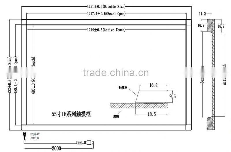 IE Series 10 finger touch 55 inch multi touch touch screen overlay infrared touch frame