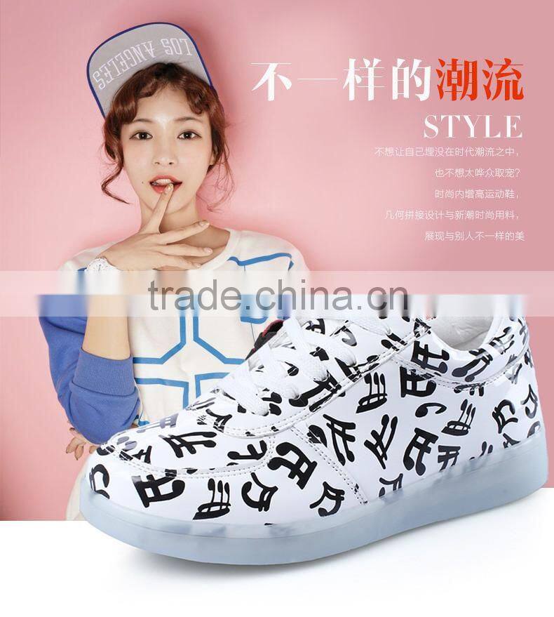 new unise luminous shoes men & womenNewest design unisex USB charging wing pattern luminous LED shoes for adult