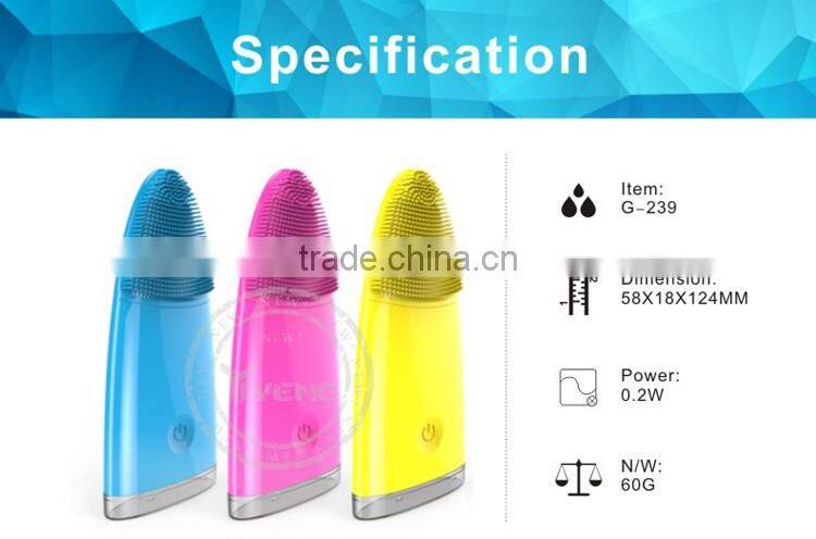 Blue Color Vibration silicone face brush Deep Cleaning