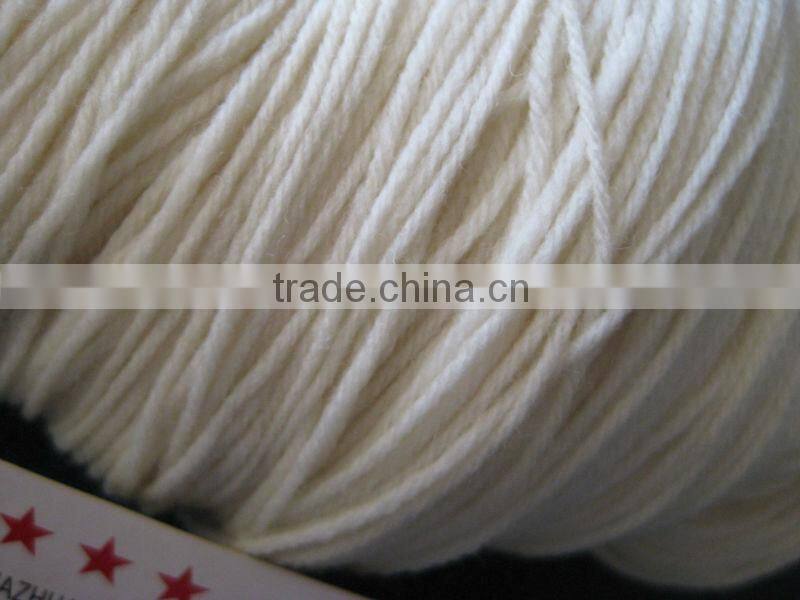 3.9/4NM 80%/10%/10% superwash merino wool/ cashmere/ nylon blend yarn,raw white/bleached white/dyed color