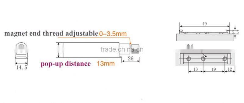 Furniture Hardware 49mm Cabinet Magnetic Door Push Touch Latch