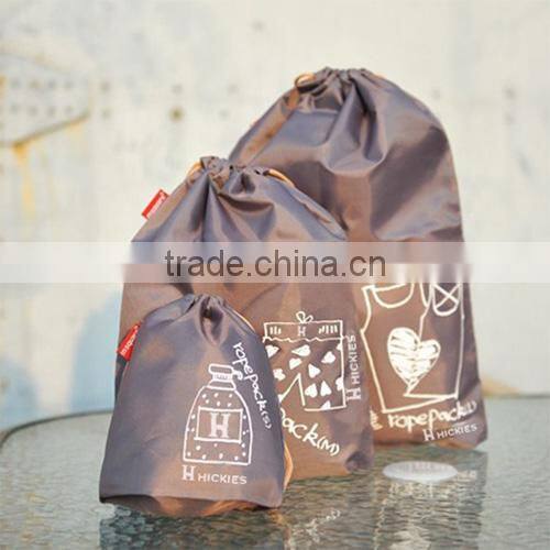 travel portable drawstring storage bag set of 3-grey
