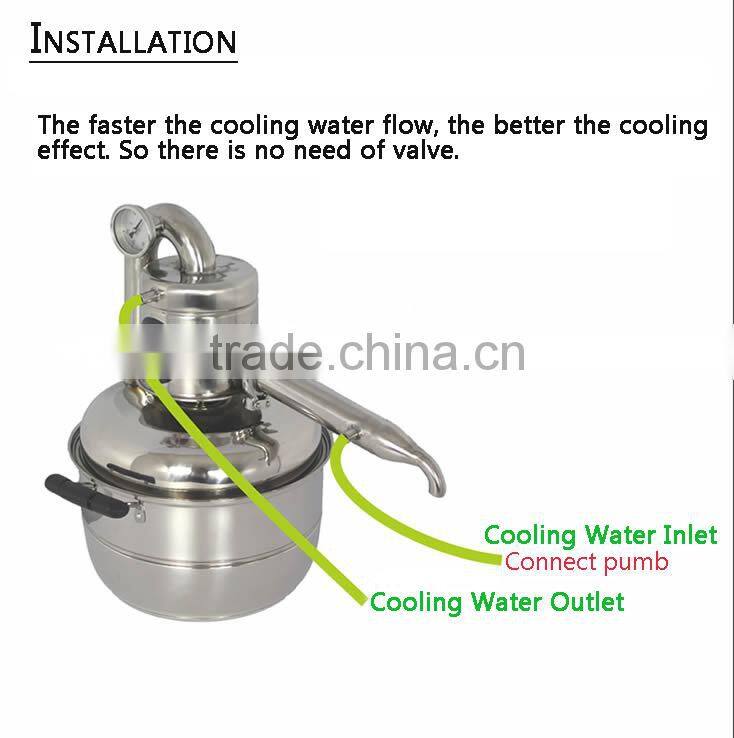 High Quality Household Stainless Steel 10L Home Alcohol Distiller For Sale With Thermometer Spirits(Alcohol) Distillation Boiler