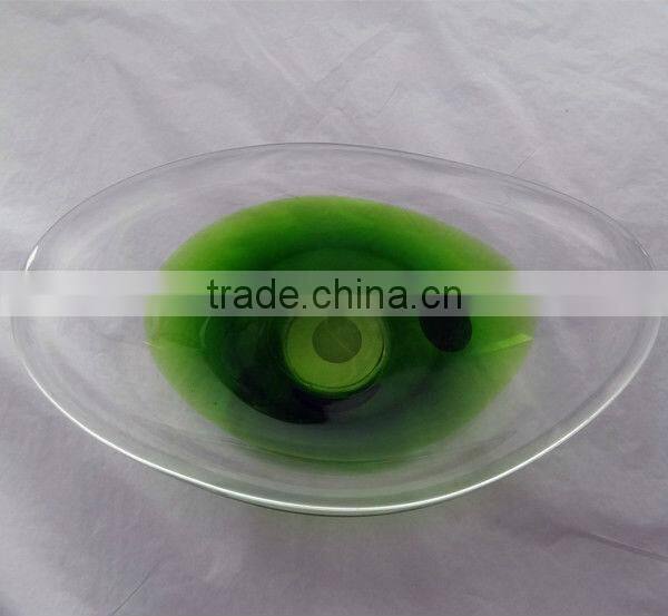 cheap clear decorative hand blown murano oval glass plate for hotel centerpiece