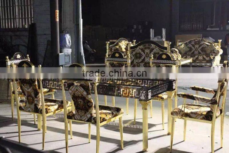 Luxury Italy Baroque Collection Brass 18/24K Gilded Armchair/Louis XV Royal Golden White Leather Decorative Side Chair, MOQ 1 PC